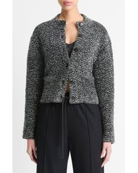 Vince - Herringbone Textured Wool Blend Crop Jacket - Lyst