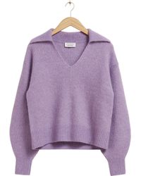 & Other Stories - & Balloon Sleeve Ribbed Wool & Mohair Blend Sweater - Lyst
