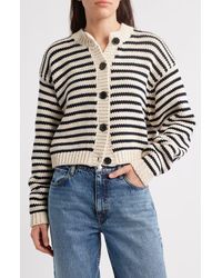 FRAME - The Stripe Chunky Cotton Cardigan - Lyst
