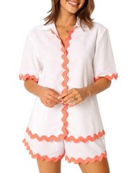 Petal & Pup - Harry Rickrack Trim Cotton & Linen Button-Up Shirt - Lyst