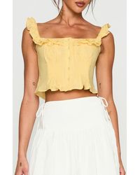 Princess Polly - Isadoria Ruffle Trim Cotton & Linen Tank - Lyst