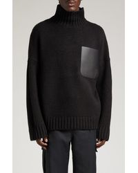 JW Anderson - Oversize Padlock Detail Leather Patch Pocket Mock Neck Sweater - Lyst