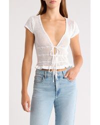 PacSun - Madeline Open Stitch Tie Front Cotton Top - Lyst