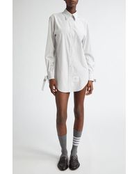Thom Browne - Stripe Bow Cuff Silk Blend Button-Up Shirt - Lyst