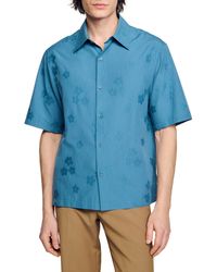 Sandro - Floral Cotton Short Sleeve Button-up Shirt - Lyst