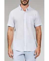 7 Diamonds - Teo Textured Geo Pattern Short Sleeve Stretch Button-Up Shirt - Lyst