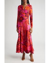 FARM Rio - Floral Print Long Sleeve Dress - Lyst