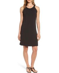 Tommy bahama Tambour Shirred V-neck Dress in Black | Lyst