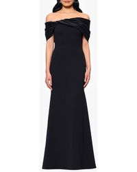 Betsy & Adam - Off The Shoulder Crepe & Taffeta Sheath Gown - Lyst