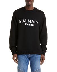 Balmain - Logo Merino Wool Blend Sweater - Lyst