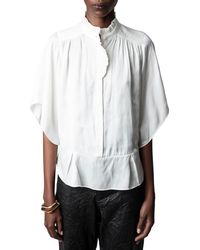 Zadig & Voltaire - Taro Ruffle Satin Blouse - Lyst