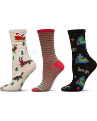 Memoi - Christmas Assorted 3-Pack Crew Socks - Lyst