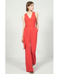 Vince Camuto Tie Front Wide Leg Jumpsuit - Red