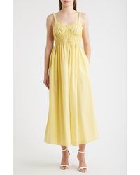 BOSS - Dalza Shirred Cotton Maxi Dress - Lyst