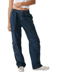 Womens Clothing Trousers Blue Slacks and Chinos Cargo trousers Free People Tahiti Cargo Pants in Slate Blue 