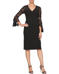 Alex Evenings - Embroidered Illusion Bell Sleeve Sheath Dress - Lyst