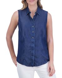 Foxcroft - Ashley Sleeveless Chambray Button-up Shirt - Lyst