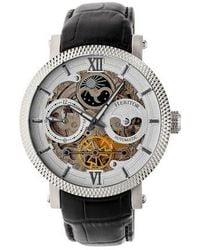 Heritor - Aries Skeleton Leather-Band Watch - Lyst