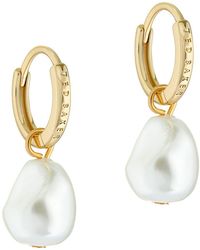 Ted Baker - Periaa Imitation Pearl Drop Huggie Hoop Earrings - Lyst