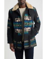 Pendleton - Brownsville Wool Coat With Faux Shearling Collar - Lyst