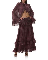 AFRM - Aldora Paisley Bell Sleeve Crop Top - Lyst