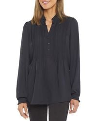 NYDJ - Pleated Yoke Long Sleeve Peasant Blouse - Lyst