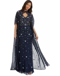 Quiz - Beaded 2-In-1 Cape And Evening Dress - Lyst