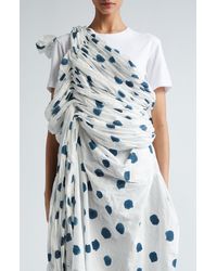 Tao Comme Des Garçons - Polka Dot Shirred Asymmetric One-shoulder Cotton Dress - Lyst