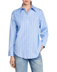 Sandro - Davie Stripe Lace Accent Open Back Cotton Button-up Shirt - Lyst