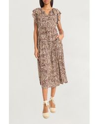 The Good Journey - Ruffle Cap Sleeve Midi Dress - Lyst