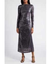 Wayf - Kieran Sequin Cowl Back Long Sleeve Cocktail Dress - Lyst
