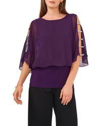 Chaus - Split Sleeve Rhinestone Blouse - Lyst
