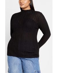 City Chic - Crinkle Mock Neck Sweater - Lyst
