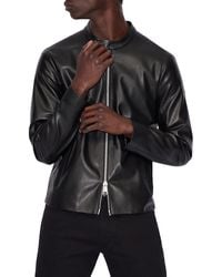 Armani Exchange - Faux Leather Moto Jacket - Lyst