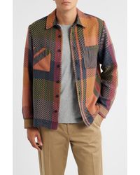 Wax London - Whiting Tempo Exploded Plaid Cotton Blend Button-Up Overshirt - Lyst