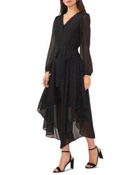 Chaus - V-Neck Long Sleeve Button-Front Tie Waist Maxi Dress - Lyst