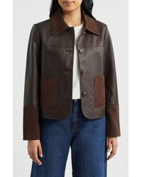 Bernardo - Short Mixed Media Leather Jacket - Lyst