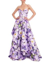 Badgley Mischka - Floral Belted Strapless Ballgown - Lyst