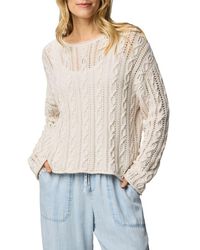 Splendid - Brennan Cable Knit Cotton Sweater - Lyst