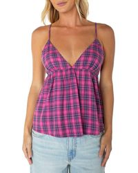 Roxy - Hot Stuff Plaid Babydoll Camisole - Lyst
