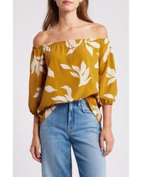 Loveappella - Floral Print Off The Shoulder Top - Lyst