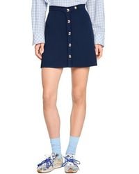 Sandro - Short Ribbed Skirt With Press Studs - Lyst