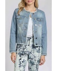 Apny - Frayed Collarless Denim Jacket - Lyst