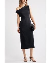 Nordstrom - Floral Off The Shoulder Linen Blend Midi Dress - Lyst