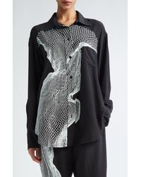 Victoria Beckham - Contorted Net Print Silk Button-up Pajama Shirt - Lyst