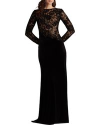 Tadashi Shoji - Embroidered Bodice Long Sleeve Gown - Lyst