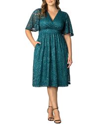 Kiyonna - Starry Sequin Lace Fit & Flare Cocktail Dress - Lyst
