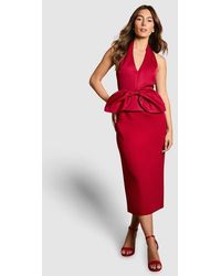 Coast - Halter Neck Satin Column Midi Dress - Lyst
