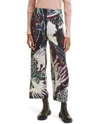 Pleats Please Issey Miyake - Frosty Forest Print Pleated Crop Straight Leg Pants - Lyst