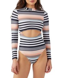 O'neill Sportswear - Merhaba Oxnard Stripe Cutout One-piece Swimsuit - Lyst